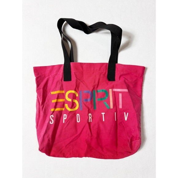 Esprit Handbags - Vintage Y2K Esprit Sportiv Pink Canvas Tote Bag Logo Retro 2000s